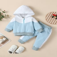 Izhanske novorođene dječje dječake dječaci jeseni zimske odjeće sa patentnim zatvaračem dukserice TOP + hlače gamaše za trenerke svijetlo plava 12-mjeseci