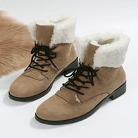 Wooblight Womens Winter Winter Warm Cipele sa niskim telećim gležnjače Ležerne prilike Comfort Plish