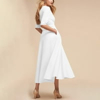 Ljetne haljine za žene Himeway Ženska modna banketa Srednja rukava Srednja suknja Seksi V-izrez Haljina