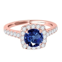 Mauli dragulji za angažman za žene 1. Carat Halo Sapphire i dijamantski angažman prsten izrađen 4-prong
