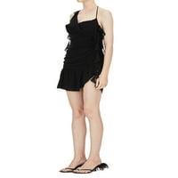Thaisu ženske ljetne šifonske suknje setovi modnih rufffre obrezivanja pogledajte preko MESH bodycon