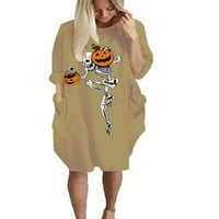 Plus size Ženska kostur za noć vještica od tiskane haljine casual bagergy majica Tunic sundress