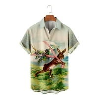 Uskršnje havajske košulje za muškarce Funny Rabbitni print Dugme Donje košulje kratkih rukava Ležerne