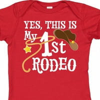 Inktastic Da, ovo je moj prvi rodeo-kaubojski šešir sa crvenim bendom, lasso poklon baby boy ili baby