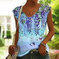 Yyeselk Jednostavan stil Žene Ljetni bluze Ležerne prilike kratkih rukava Okrugli izrez Košulje Moda