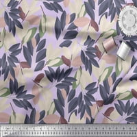 Soimoi Purple Rayon tkanina Laurel lišće ispis tkanine sa dvorištem širom