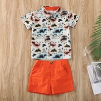 Izhanske toddler baby boy kratki rukav niz kratke hlače set 1T 2T 3T 4T 5t Outfits Ljetna odjeća Narančasta