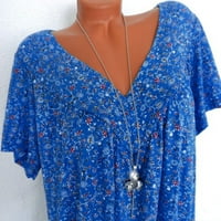 Ženski Ljeto plus veličine Tunic vrhovi kratkih rukava Casual cvjetna Henley majice