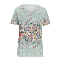 Plus veličine vrhova za žene ženski V-izrez kratki rukav cvjetni dame bluze ljetne košulje za žene mint