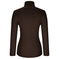 Ženski dugi rukav Jednostavni svestrani pulover Dukseri Turtleneck Slim Fit Solid Boja rebrasti pleteni