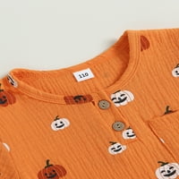 Sprifallbaby Toddler Boys Girls Halloween Outfits Skraćeno rukav Pumpkin Print Majica + džepne kratke