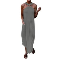Booker Ženska ljetna haljina Ležerne prilike Criss Sundress Split Maxi Duga plaža Haljina s džepovima