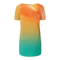 Bluze skraćenih rukava s kratkim rukavima Grafički otisci Ljetni V-izrez za žene narančasta 4xl