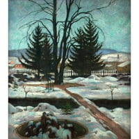 Emil Orlik Crni moderni uokvireni muzej umjetnički print pod nazivom - zima