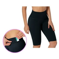 Outfmvch Yoga hlače Dukseve žene Pet-točke hlače Vježba džepne tajice Fitness vježbanje trčanje yoga tweatpants Gym Shorts Women Black XL