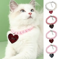Bobasndm Fancy Heart ogrlica sa sjajnim biserima za kućne ljubimce Mačke Mali psi Djevojke Teacup Chihuahua