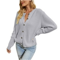 PBNBP Modni ženski kardigan džemperi, trendi gumb dolje pleteni vrat dugih rukava s dugim rukavima,