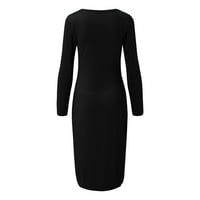 Ženska košulja čvrstog u boji, baš dugih rukava Bašine Midi Club haljine Ženska casual haljina crna