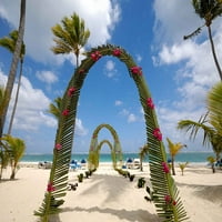 Mohome 7x5FT krajolik krajolika kokosa od listova kokosa formiraju luk na plaži sa plažama Morska slika