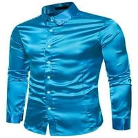 Eyicmarn Muške modne divlje poslovne majice Solid boja navratnik s dugim rukavima na dugim rukavima