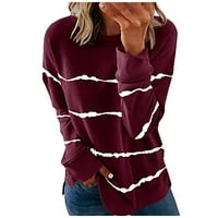 Ženski vrhovi Ležerne kontrastne boje dugih rukava pulover Duksetshir Wine XL