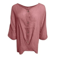 Bluze za žene čvrste ležerne pulover bluze za žene V izrez kratki ružičasti ružičasti ženski vrhovi