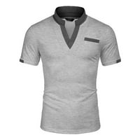 Dahich muške kratkih rukava Polo majice Tee Casual Ljetni modni vitak fit boja blok v izrez majica Grey