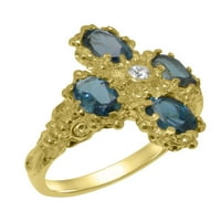 Britanci napravio 9k žuto zlatni kubični cirkonijski i londonski plavi topaz ženski Winmens Obećaj prsten