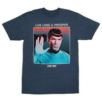 Star Trek Muns Big & visoka mornarsko plavo Heather Spack Graphic Tee Crew Majica LT