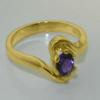 Britanci napravio 14k žuti zlatni prirodni ametist ženski zaručnički prsten - Opcije veličine - Veličina