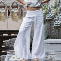 Pedort ženske hlače Lood široke noge harem hlače od pamučne i posteljine bijele boje