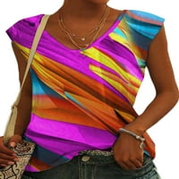 Niuer Dame Fashion Rainbow Ispiši majicu Žene Ležerne prilike pulover V izrez za odmor Labavi tee