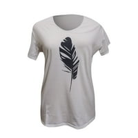 Ženska moda Sažetak pero Ispis kratkih rukava majica vrhovi grafičkih majica za žensku košulju i majicu