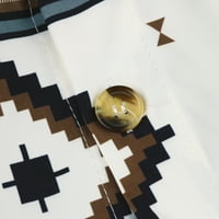 Muške košulje Muška jesenina tanka tiskana geometrijska uzorka kauta sa gumbna jakna smeđa