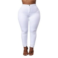 XKWYSHOP ženske osnovne gamaše rastezljivo tanke elastične visoke struke radne hlače bijele xxxl