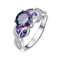 Šareni ovalni circon prsten Elegantni prsten za rhinestone safir nakit za prstenje za žene Modni puni