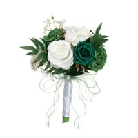 Bridesmaid cvijet mladeći držeći vjenčani buket za vjenčanje doma diplomiralo zeleno bijelo