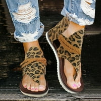 Sandles Crog Sandale za žene Veličina Modni Leopard Print Canvas Clip Toe patentni zatvarač Ležerne