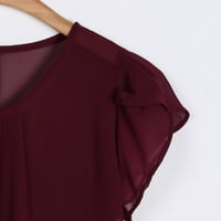 Huaai T majice za žene Šifon čvrsta čisto osnovno meko kratko rušenje majica bluza bluza l crvena l