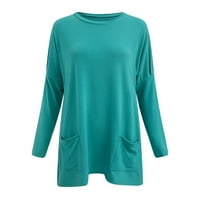 Plus veličine vrhova za žene čvrste tople dugih rukava V retfertshirt labavi pulover tiska