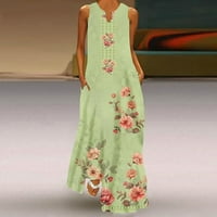 Ženske haljine Vintage Plus size Swing Tuc Tange Duge haljine sa džepom Formalno cvjetno ispis V-izrez