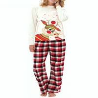 Božićni podudaranje pidžama, dugih rukava jelena Porodični vrhovi za ispis + postavljene hlače