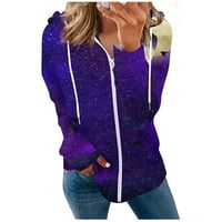 HHEI_K pulover džemperi za žene ženske ležerne tiskane dukseve s dugim rukavima Zipper Dukserice džepni