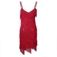 Bazyrey ljetne haljine za žene Solid Sesquin Tassel haljine ženske halter trendi bez rukava crvene s