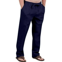 Muška modna casual pamučna konopska konoplja Čvrsta boja hlače na plaži hlače