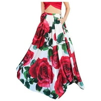 Ženske ljetne haljine boemski cvjetni print maxi visoka struka džepna zabava na plaži duga haljina