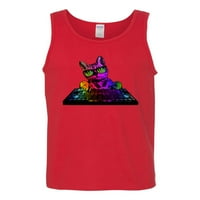 Neon Retro Rainbow DJ Mc Hip Hop Cat