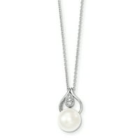 Prekrasan sterlijski srebrni bijeli FW kultivirani biser CZ ogrlicu