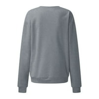 Yubnlvae džemperi za žene, ženska koluta za tisak čvrsta boja bluza O-izrez casual pulover TOP WOMENS