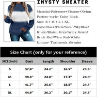 LADIYO ženski prugasti bolovni blok s visokim izrezom toplo pulover Pleteni pasusni džemper XS-XL